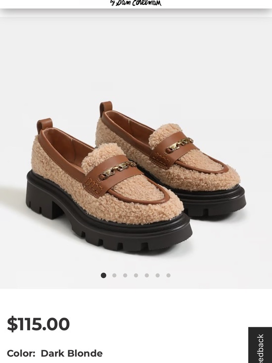 Sam Edelman Shoes - Sam Edelman Dark Blonde Teddy Shearling Loafers with Black Lug Sole